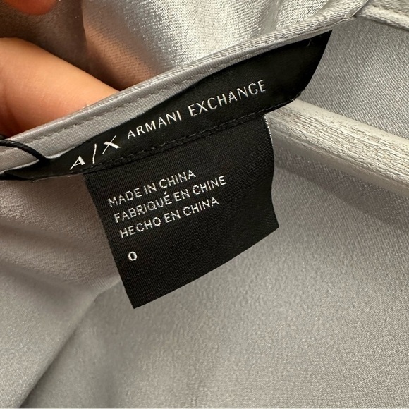 Armani Exchange shirt dress women’s size‎ 0 silver metallic flare sleeves NWOT - Picture 4 of 7